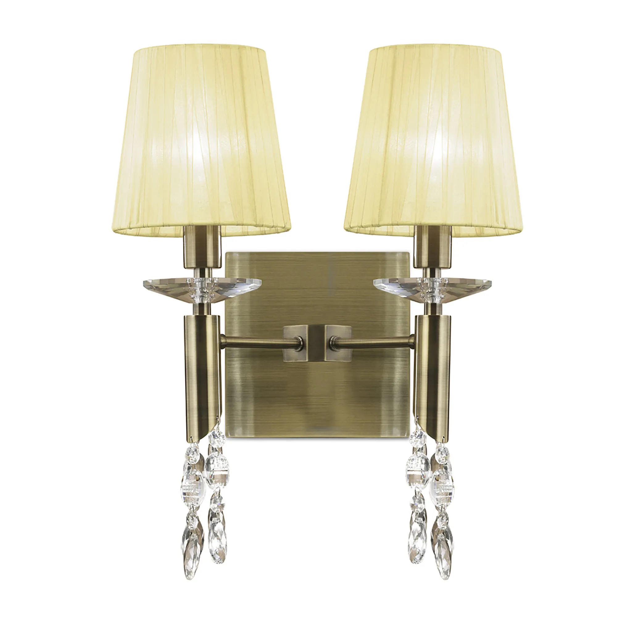 Tiffany Antique Brass-Cream Crystal Wall Lights Mantra Shaded Wall Lights